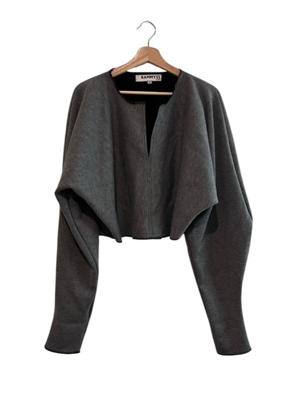 Sammy B Cropped Long Sleeve Gray Blouse Size Medium Art To Wear Oversized